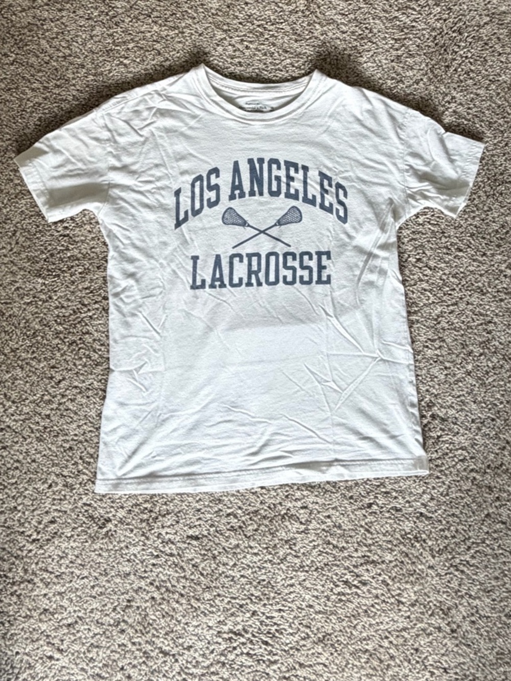 Abercrombie Soft AF White Cotton Boyfriend Tee LA Los Angeles Lacrosse Size XS - Picture 3 of 3